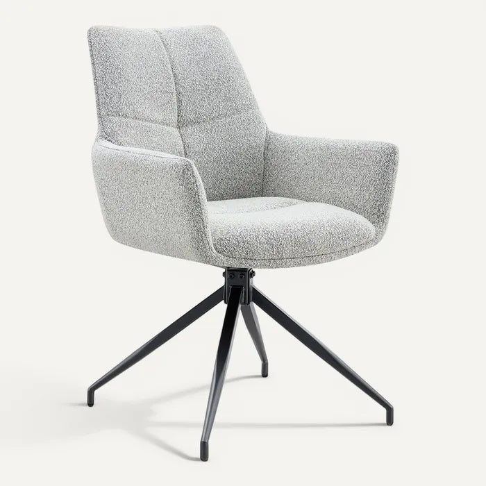 Technische titel in het Nederlands: **Stijlvolle draaistoel met moderne bekleding en zwart metalen basis**