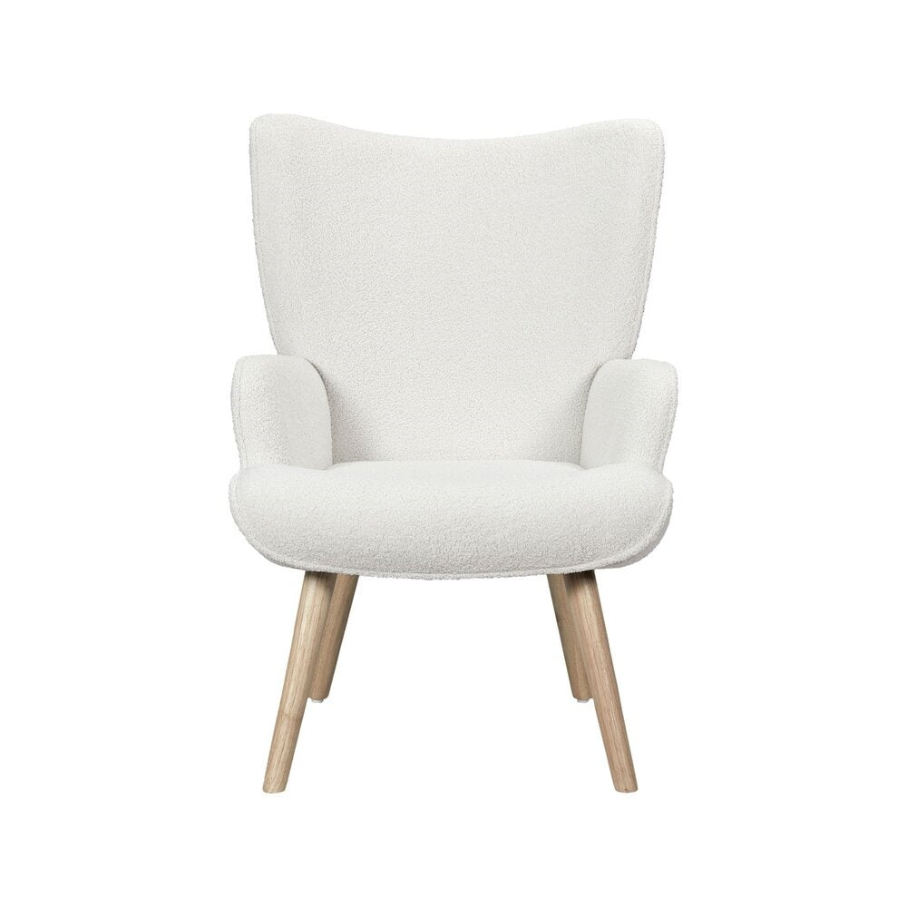 **Elegante Witte Fauteuil met Houten Poten**