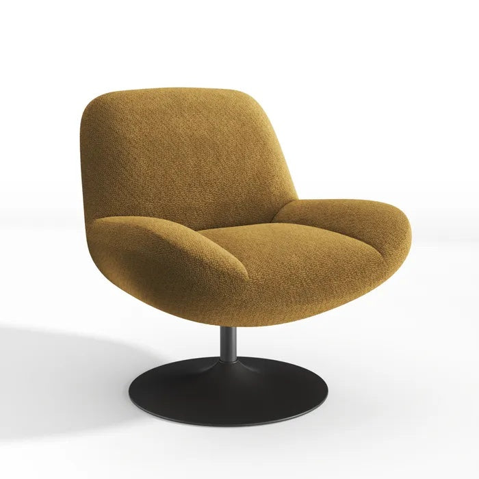 **Moderne fauteuil met ronde basis en zachte stof**