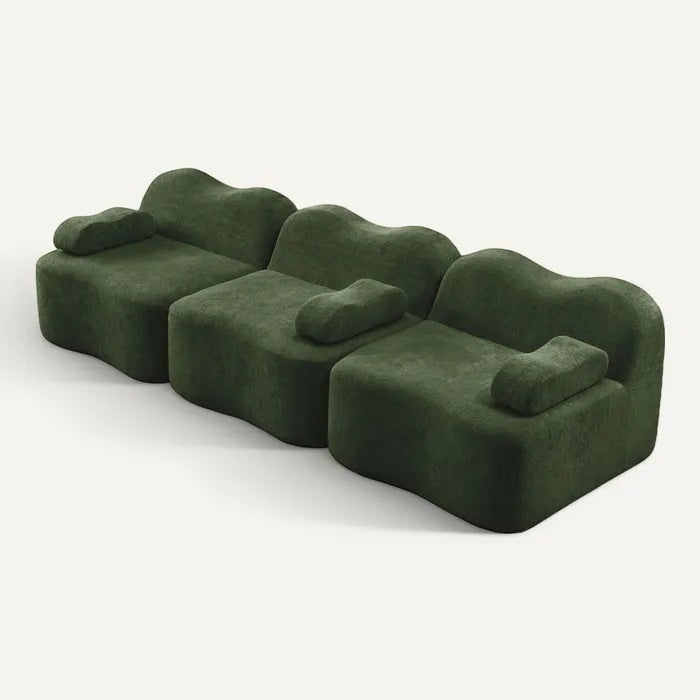 **Modulaire groene bank met afgeronde vormen**